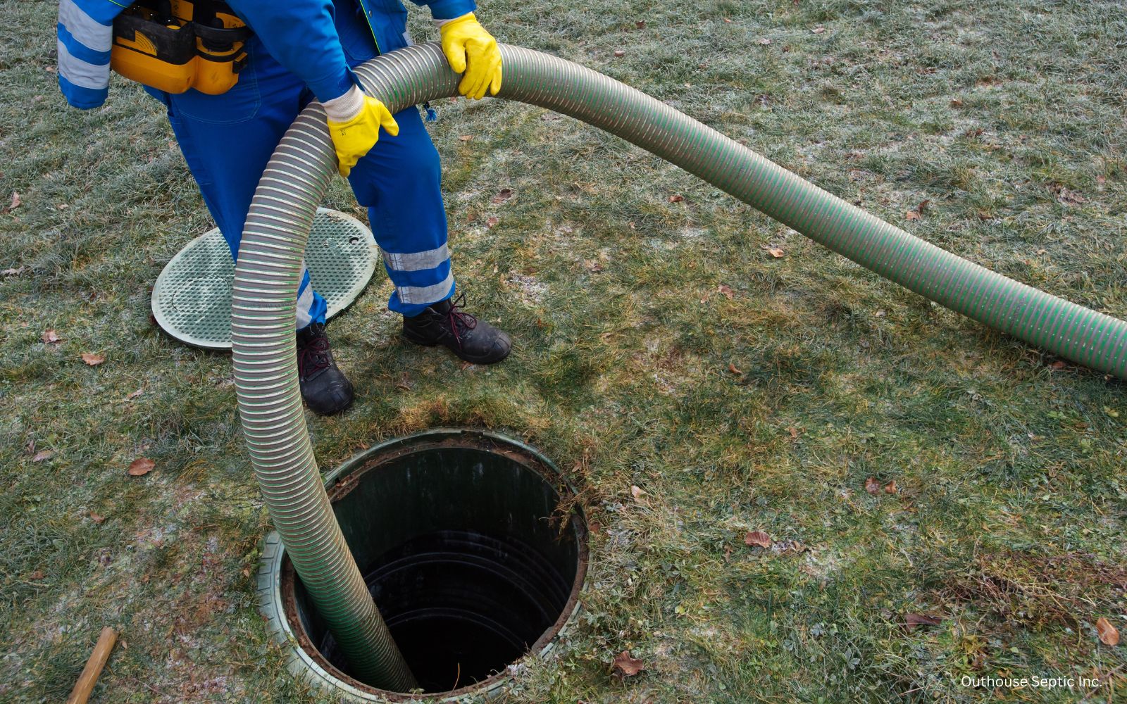Septic tank pumping and service equipment on site